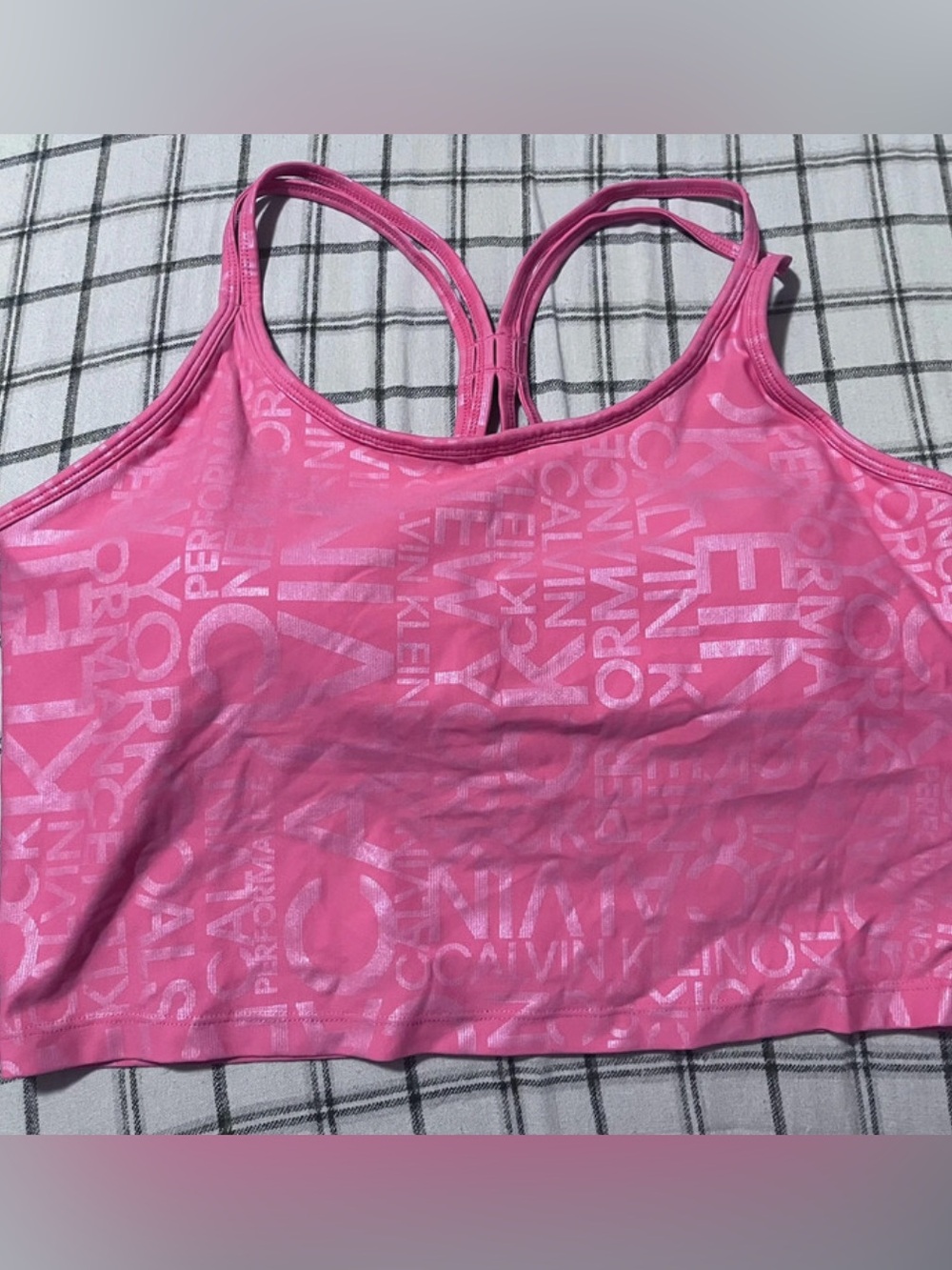 Calvin Klein Bright Pink Logo Performance Sports Bra